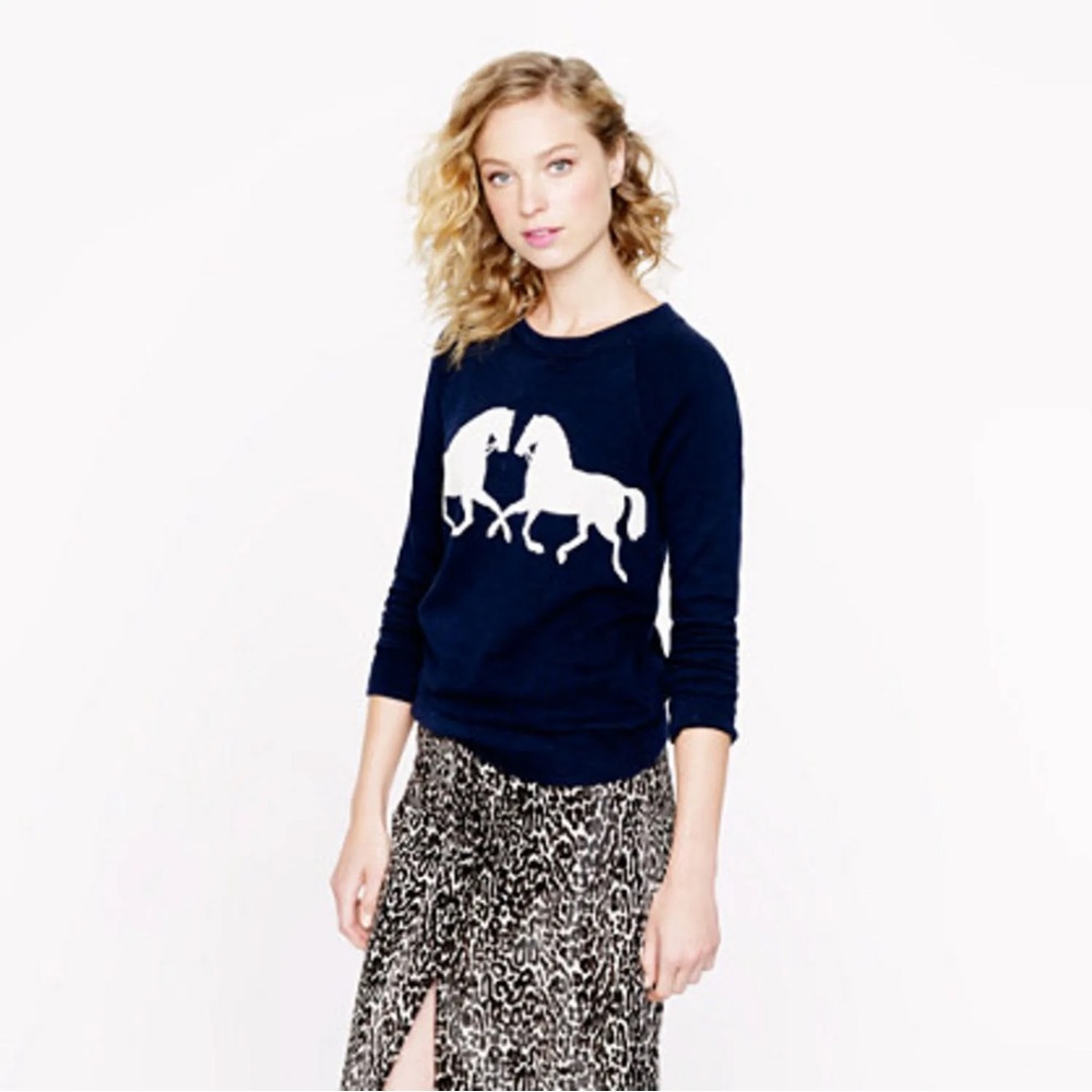 J. Crew Horsing Around Sweatshirt in Navy Size XS EUC